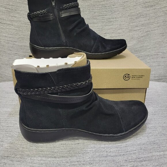 Clarks Collection Women's Cora Braid Booties - Black Suede - Picture 1 of 7